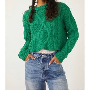 Excellent Condition Free People Emerald Cable Knit Sweater
